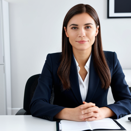 Home 20 ** A professional businesswoman in a modest business suit, sitting at a desk in a modern office, fully clothed, appropriate attire, safe for work, perfect anatomy, natural proportions, professional photography, high quality.
**