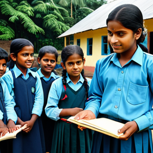 Home 9 **
A development project focused on improving education in a rural Bengali community. Show children in modest clothing attending a well-equipped school. The image should emphasize community involvement and positive change through education. safe for work, appropriate content, fully clothed, family-friendly, perfect anatomy, correct proportions, natural pose, professional photography, high quality.
**