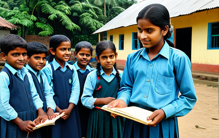 **
A development project focused on improving education in a rural Bengali community. Show children in modest clothing attending a well-equipped school. The image should emphasize community involvement and positive change through education. safe for work, appropriate content, fully clothed, family-friendly, perfect anatomy, correct proportions, natural pose, professional photography, high quality.
**
