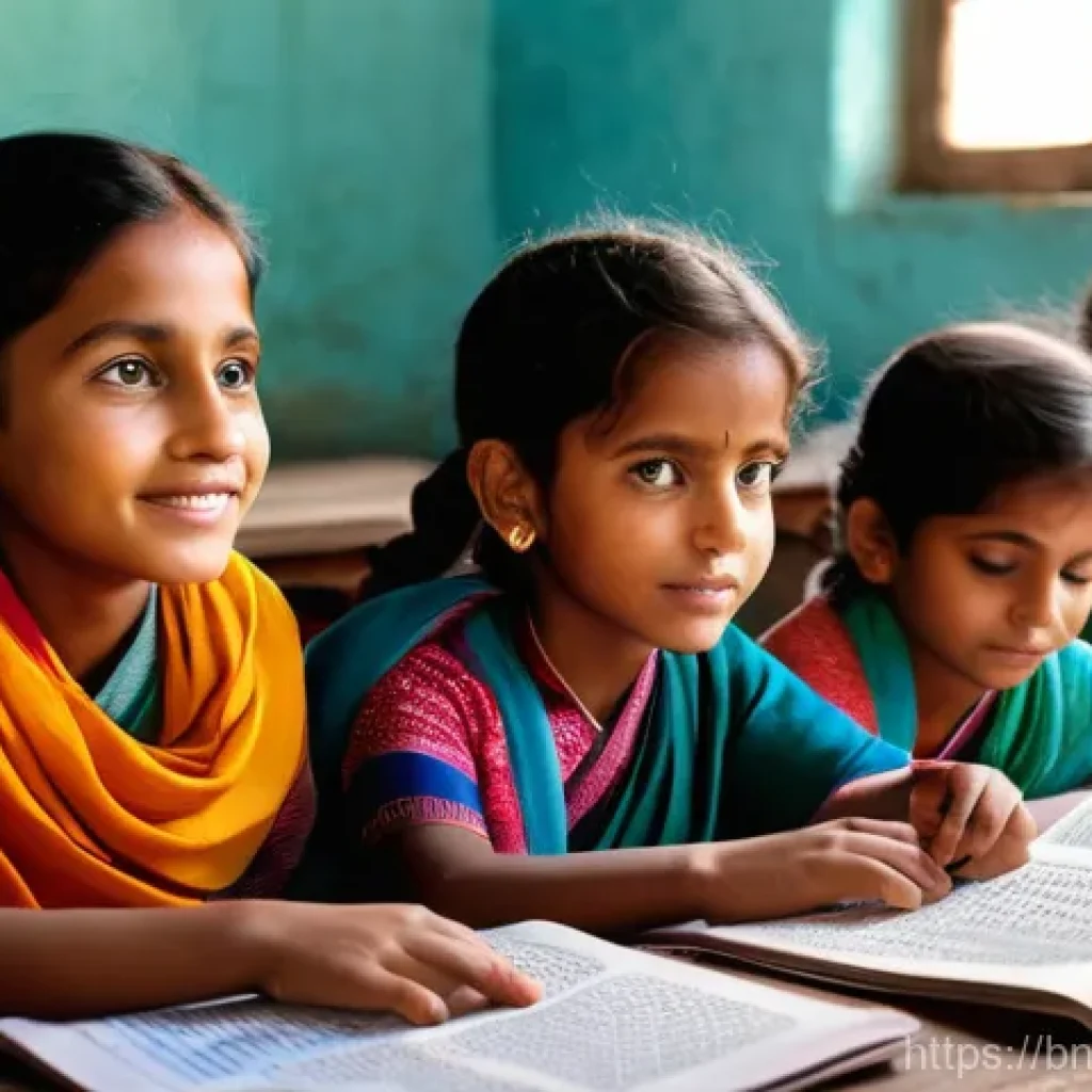 소셜 임팩트 측정의 감정적 요소 - **Prompt 1: The Spark of Learning**
    A group of diverse Bengali children, aged 5-10, are sitting ...
