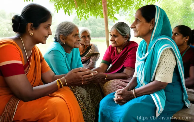 소셜 임팩트 측정의 감정적 요소 - **Prompt 2: Empowered Women in a Community Garden**
    A vibrant scene depicting a group of four to...