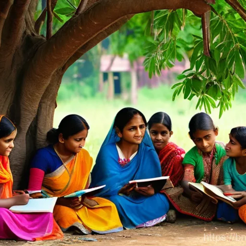 소셜 임팩트 측정과 국제 개발 - **Prompt:** A vibrant, optimistic scene in a bustling Bengali village. A group of women, dressed in ...