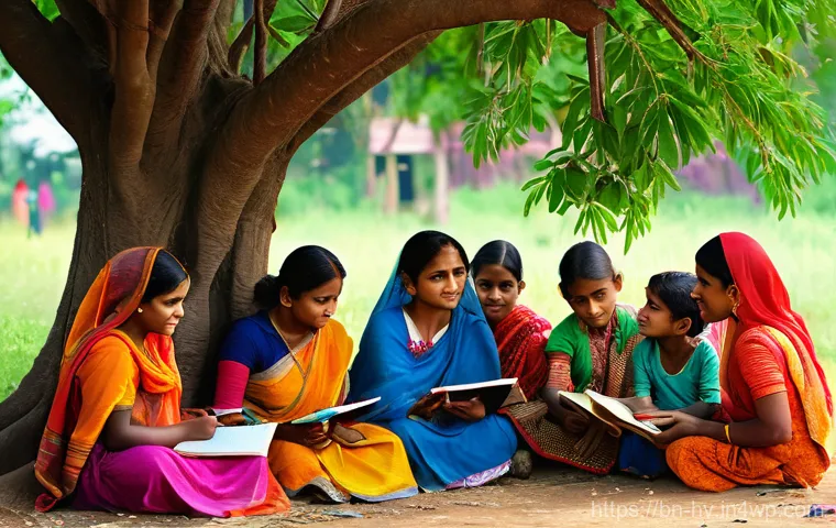 소셜 임팩트 측정과 국제 개발 - **Prompt:** A vibrant, optimistic scene in a bustling Bengali village. A group of women, dressed in ...