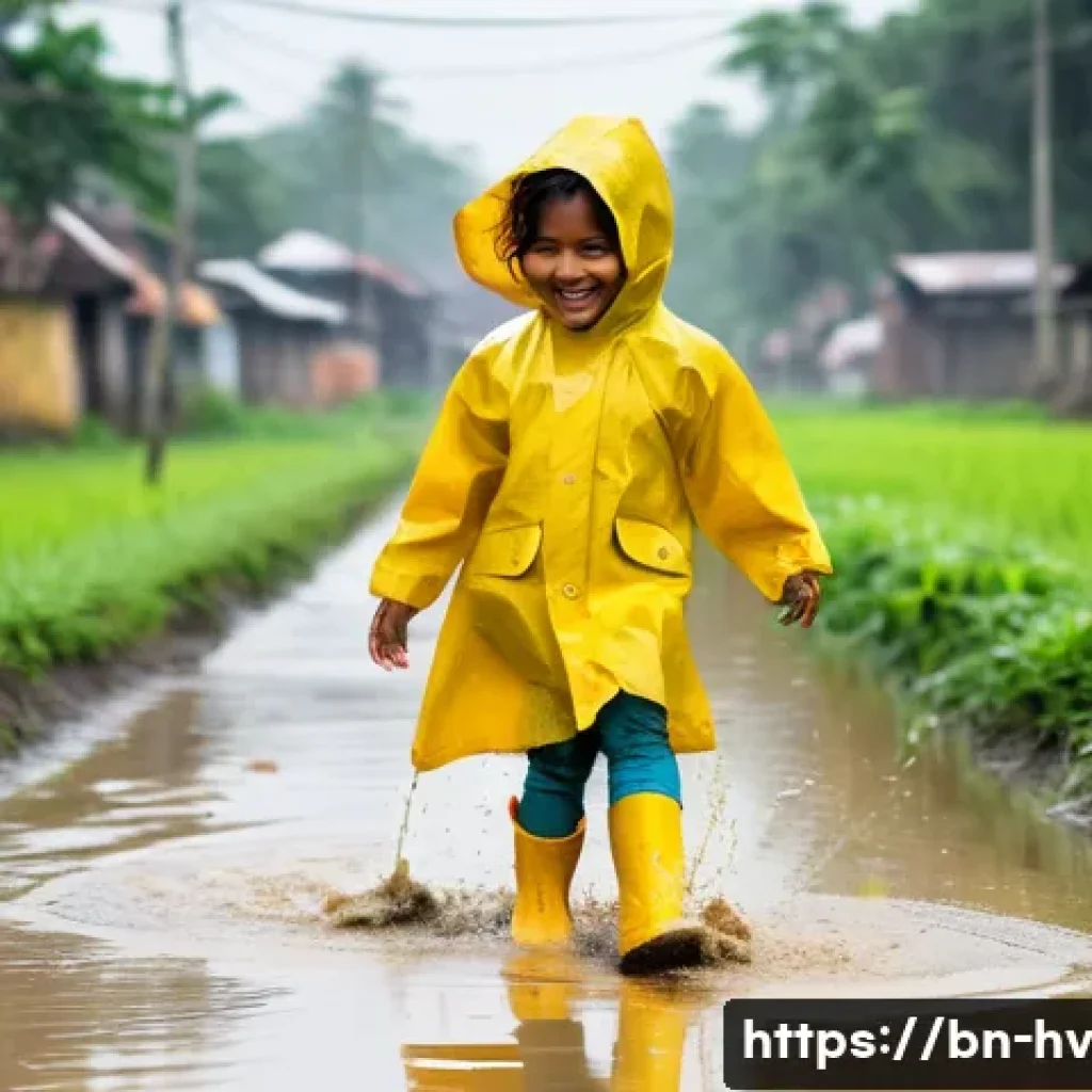 소셜 임팩트 측정의 절차와 단계 - **Prompt:** A young girl (around 7 years old) in a bright yellow raincoat and colorful rubber boots,...