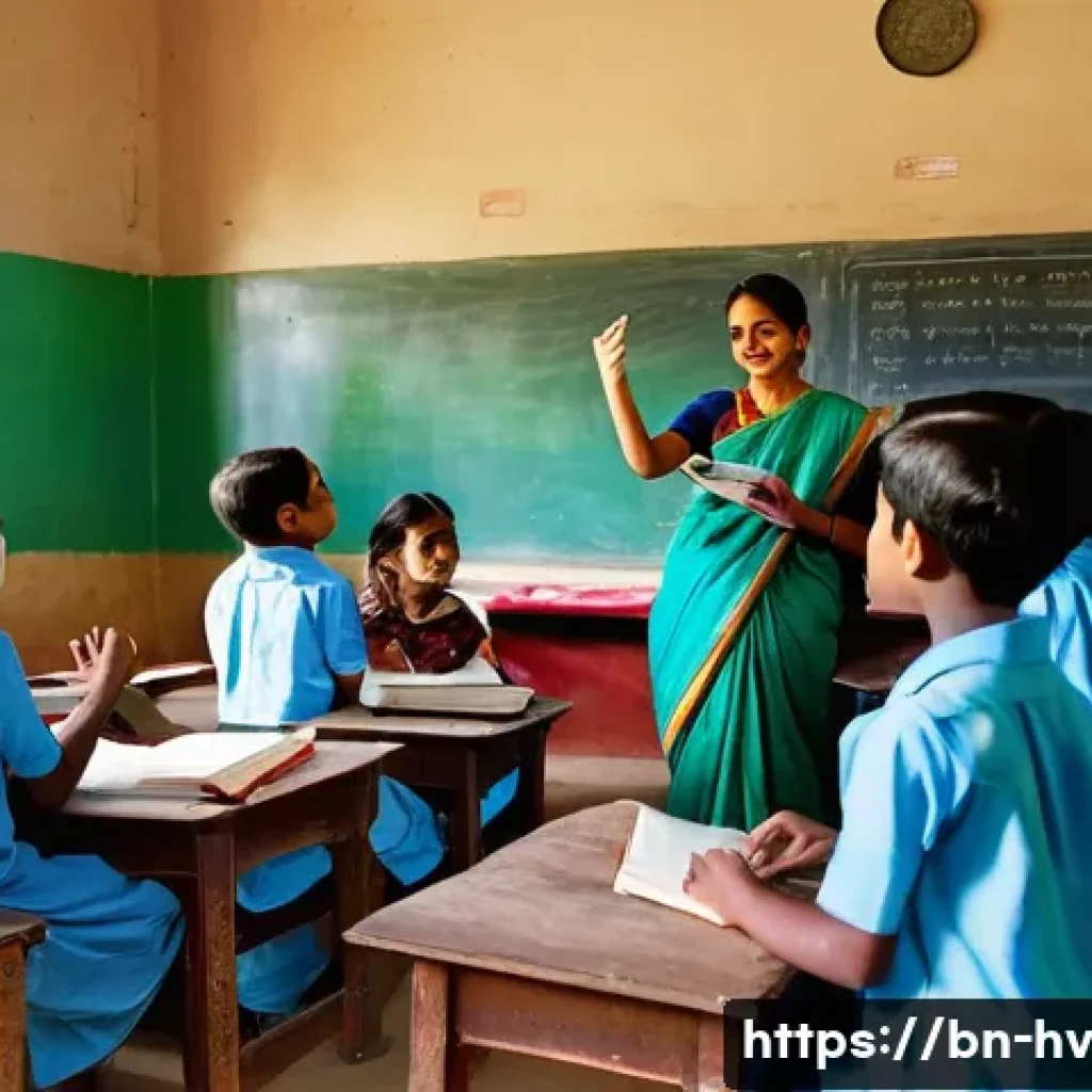 소셜 임팩트 측정의 데이터베이스 구축 - **A heartwarming scene depicting a social worker teaching a group of primary school children in a vi...