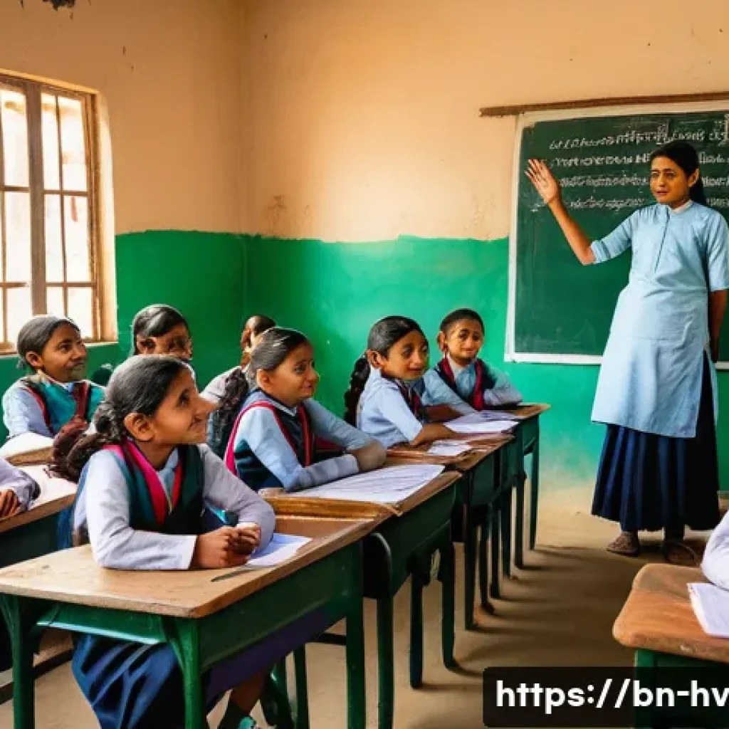 소셜 임팩트 측정의 사례 연구와 교훈 - A vibrant rural classroom scene in Bangladesh featuring a diverse group of schoolchildren wearing ne...