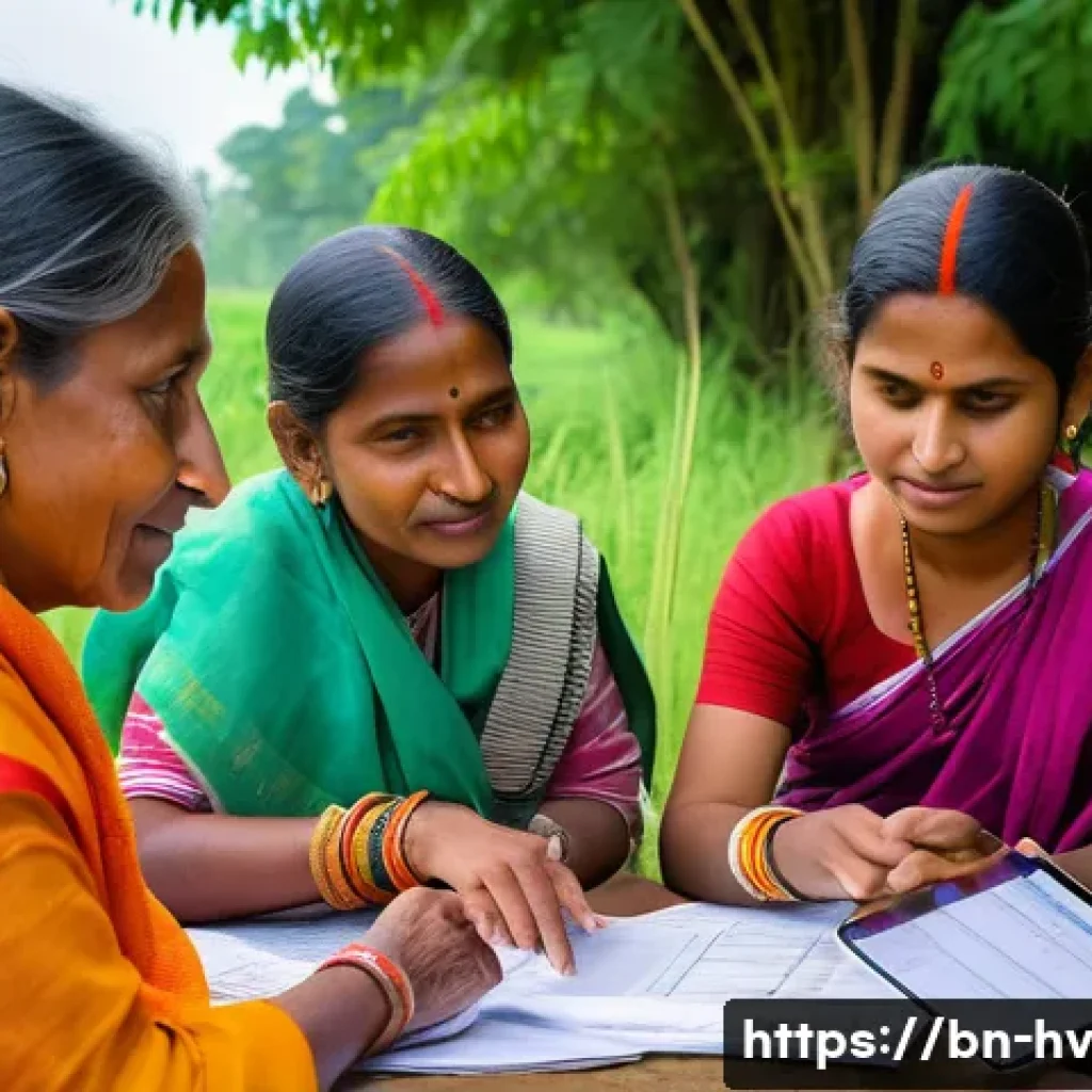 소셜 임팩트 측정의 장기적 효과 - A vibrant community meeting in a rural Bengali village, with diverse local people actively sharing t...
