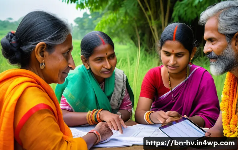 소셜 임팩트 측정의 장기적 효과 - A vibrant community meeting in a rural Bengali village, with diverse local people actively sharing t...