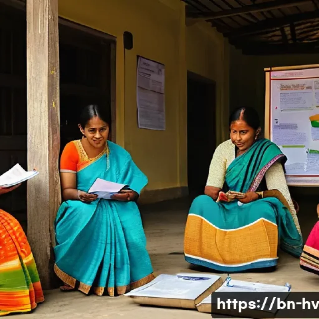 소셜 임팩트 측정의 사회적 기여 평가 - A vibrant community workshop scene in rural Bengal, showcasing diverse local men and women actively ...