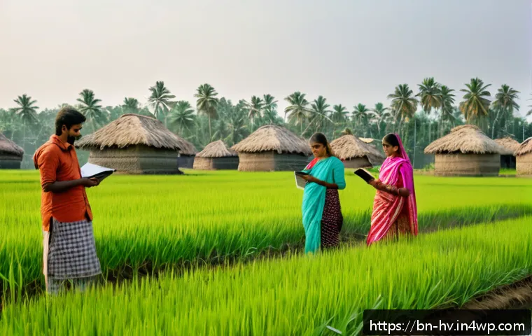 소셜 임팩트 측정의 신뢰성 확보 방법 - A detailed scene of a diverse Bengali rural community participating in a social impact field study: ...